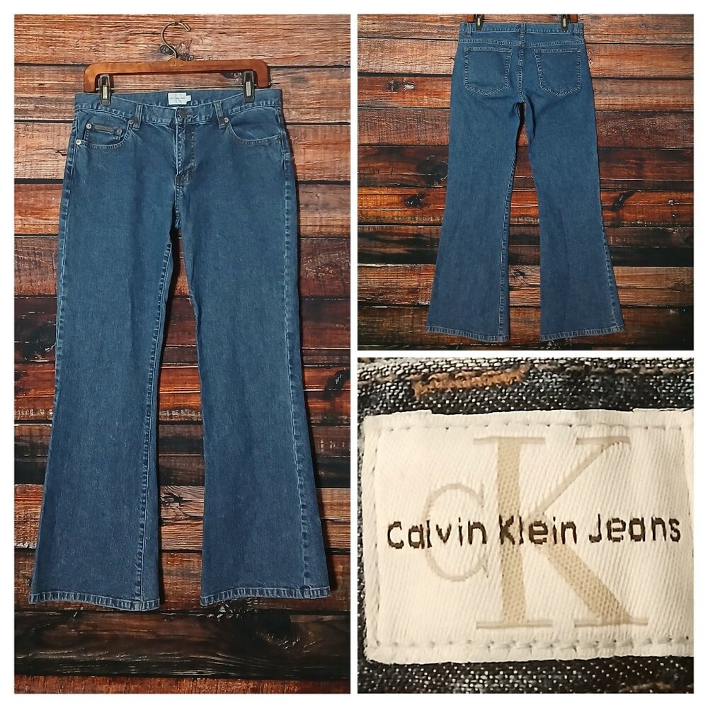 Calvin Klein Vintage Jeans 8 Flare Leg Low Rise Blue Denim